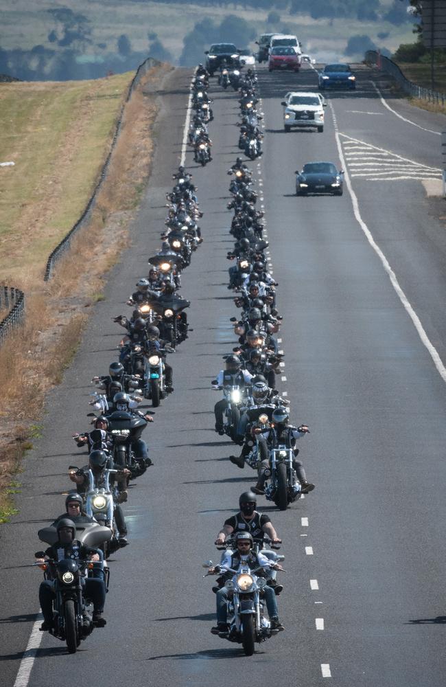 The Mongols on the Calder Freeway. Picture: Tony Gough