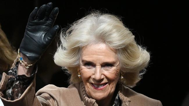 Queen Camilla departs from the recently restored Shrewsbury Flaxmill Maltings in Shrewsbury, England. Picture: Getty Images