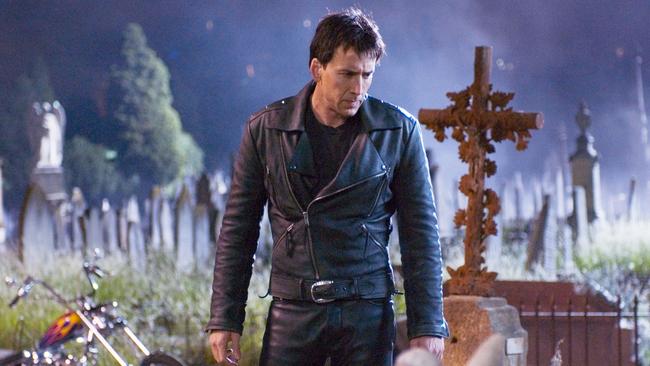 Nicolas Cage in a scene from Ghost Rider, filmed at the Melbourne General Cemetery.