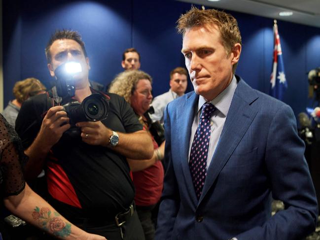 Australia's attorney general Christian Porter leaves a press conference in Perth on March 3, 2021, after he outed himself as the unnamed cabinet minister accused of raping a 16-year-old girl. (Photo by Stefan Gosatti / AFP)