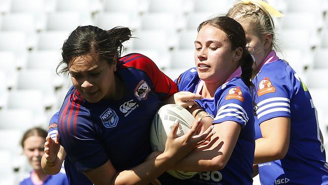 Campbelltown Collegians’ Lupe Vaki with the ball. Picture: John Appleyard