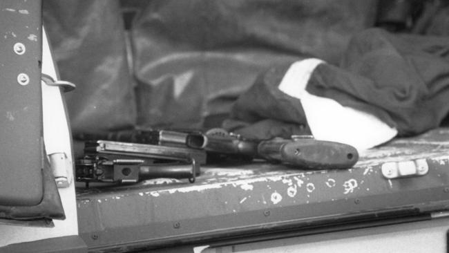 Heavy artillery: the weapons in the back of the bandits’ vehicle. Picture: HWT Library