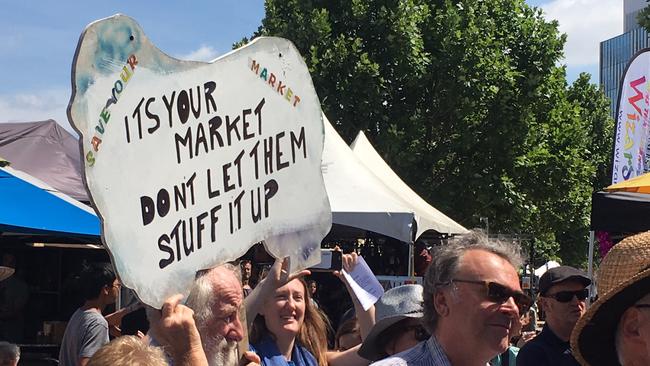 A protest at the Queen Victoria Market. Picture: Ian Royall.