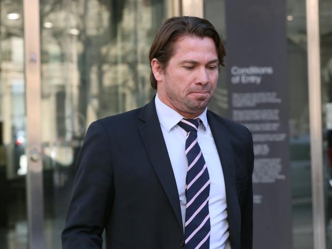 Former AFL player Shannon Grant leaves the Melbourne County Court in August. Picture: AAP/David Crosling