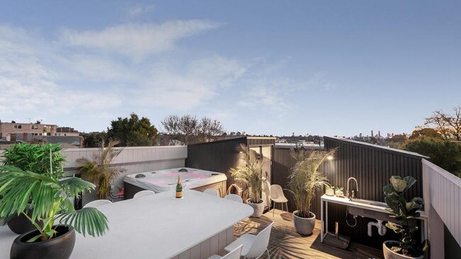 The rooftop deck also has Melbourne city views.