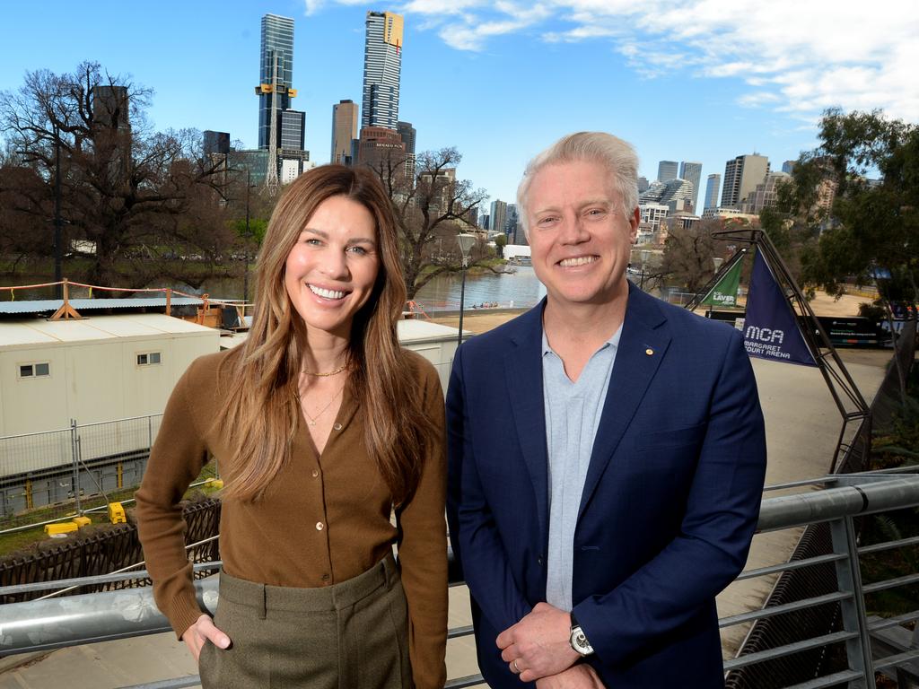 Candidate for Lord Mayor of Melbourne Arron Wood and Deputy Lord Mayoral candidate Erin Deering. Picture: Andrew Henshaw