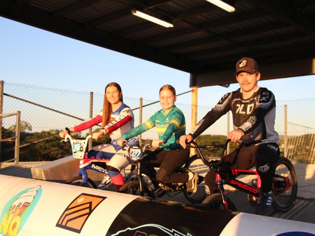 (From Left) Townsville BMX riders Celeste Barr, Chaylen Twidale and Sofia McKenzie would like to see a new facility in the city.