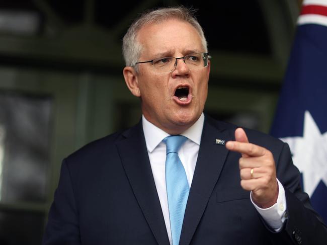 CANBERRA, AUSTRALIA NewsWire Photos OCTOBER, 01 2021:  Prime Minister Scott Morrison spoke to the media at a press conference at The Lodge in Canberra.Picture: NCA NewsWire / Gary Ramage