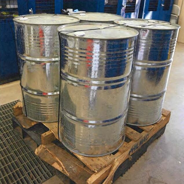 A timber pallet containing four metal drums containing butanediol and a viscous liquid aboard a truck driven by Scott Alexander Edwards that police intercepted at Horsham.