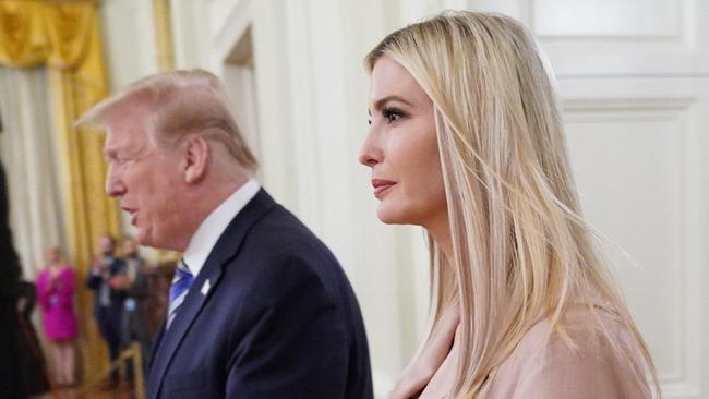 Ivanka Trump with her father at the White House in April 2020. Picture: AFP