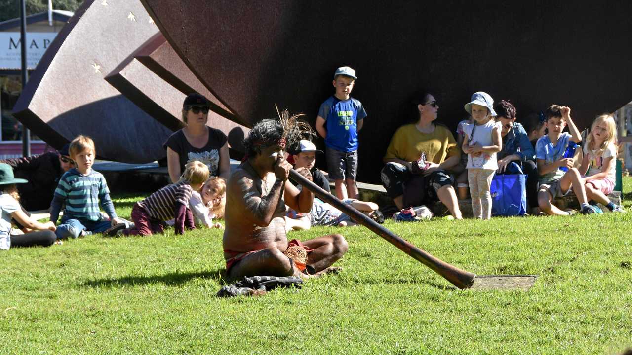 Gubbi Gubbi dancer Lyndon Davis at Cooroy&#39;s Butter Factory Arts Centre NAIDOC Week celebrations. Picture: Caitlin Zerafa