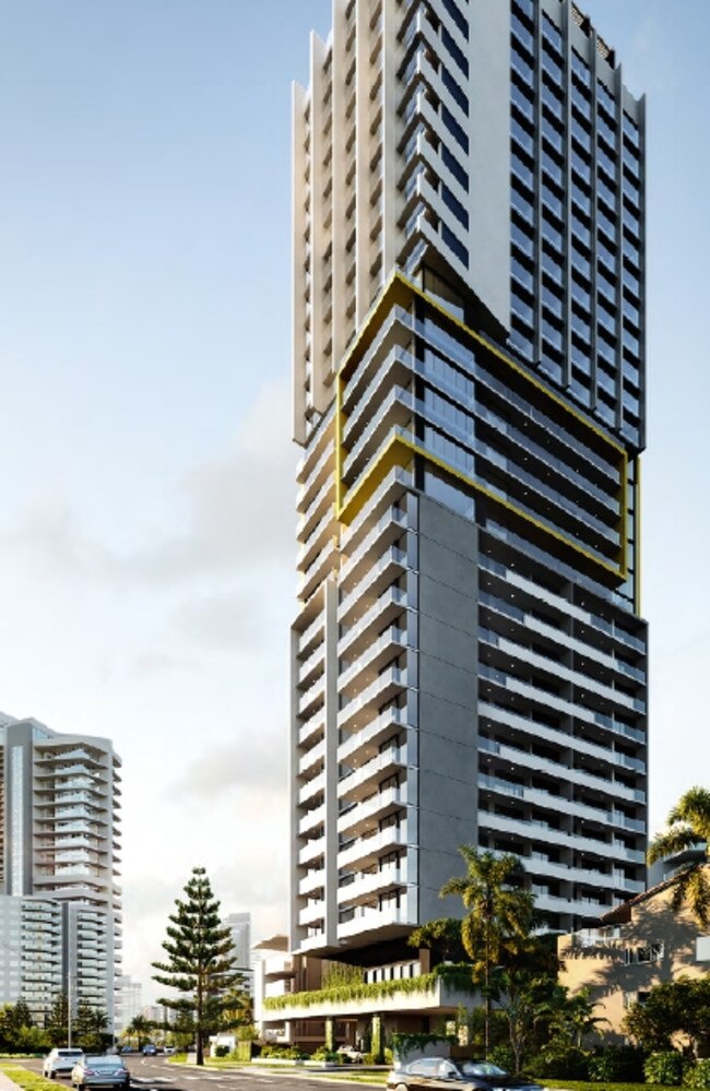 An artist’s impression of a proposed tower put forward by Royal Group Australia for a Broadbeach site on Surf Ave. Picture: Gold Coast City Council