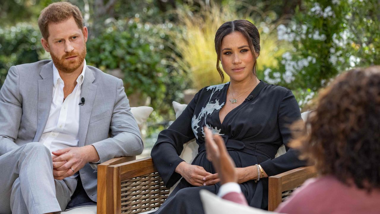 Duke and Duchess of Sussex during their Oprah interview Picture: AFP PHOTO/ HARPO PRODUCTIONS - Joe PUGLIESE