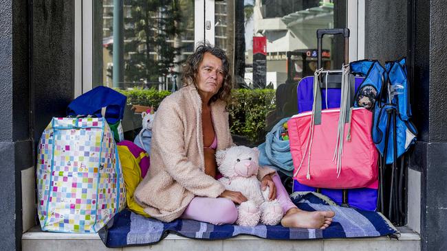 David Buncombe, aka Princess, in Surfers Paradise, talking to the Gold Coast Bulletin about living on the streets. Picture: Jerad Williams