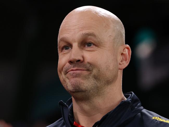 MELBOURNE, JULY 19, 2024: 2024 AFL - Round 19 - Essendon Bombers v Adelaide Crows at Marvel Stadium. Matthew Nicks coach of the Crows. Picture: Mark Stewart