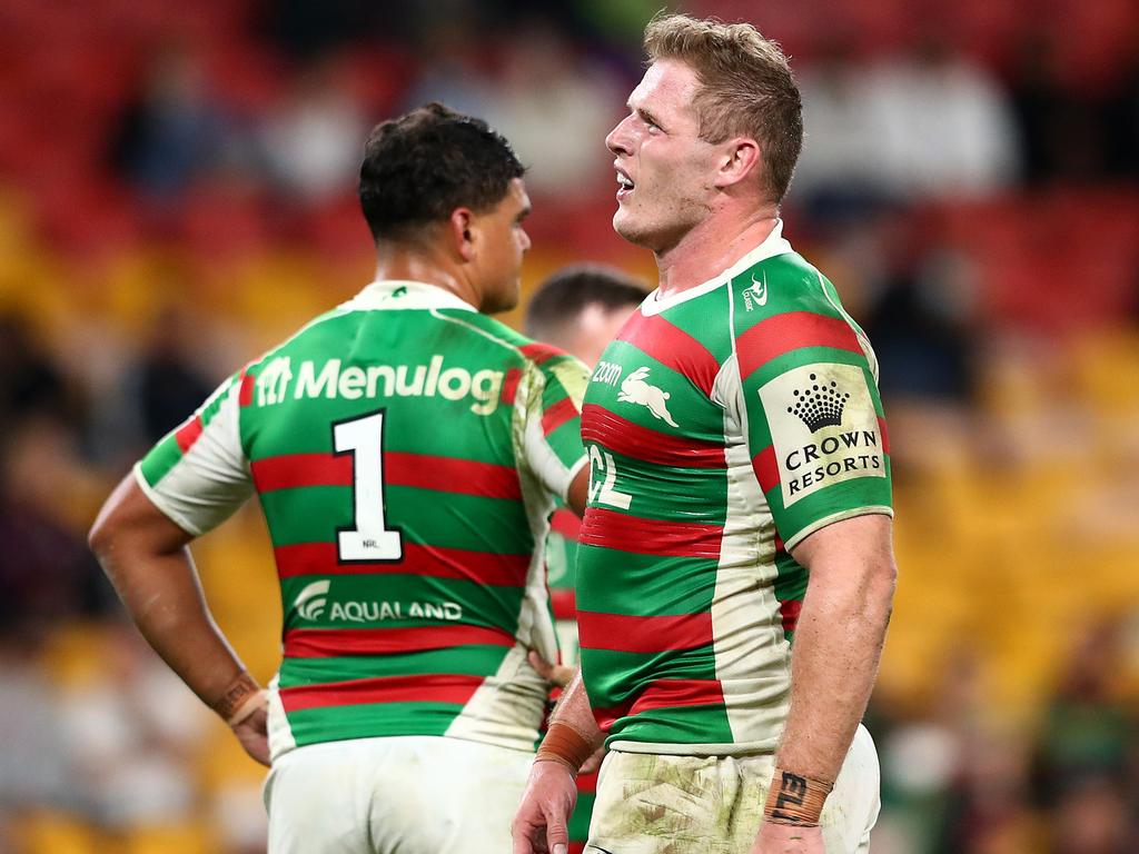 A lopsided penalty count didn’t help the Rabbitohs’ cause. (Photo by Chris Hyde/Getty Images)