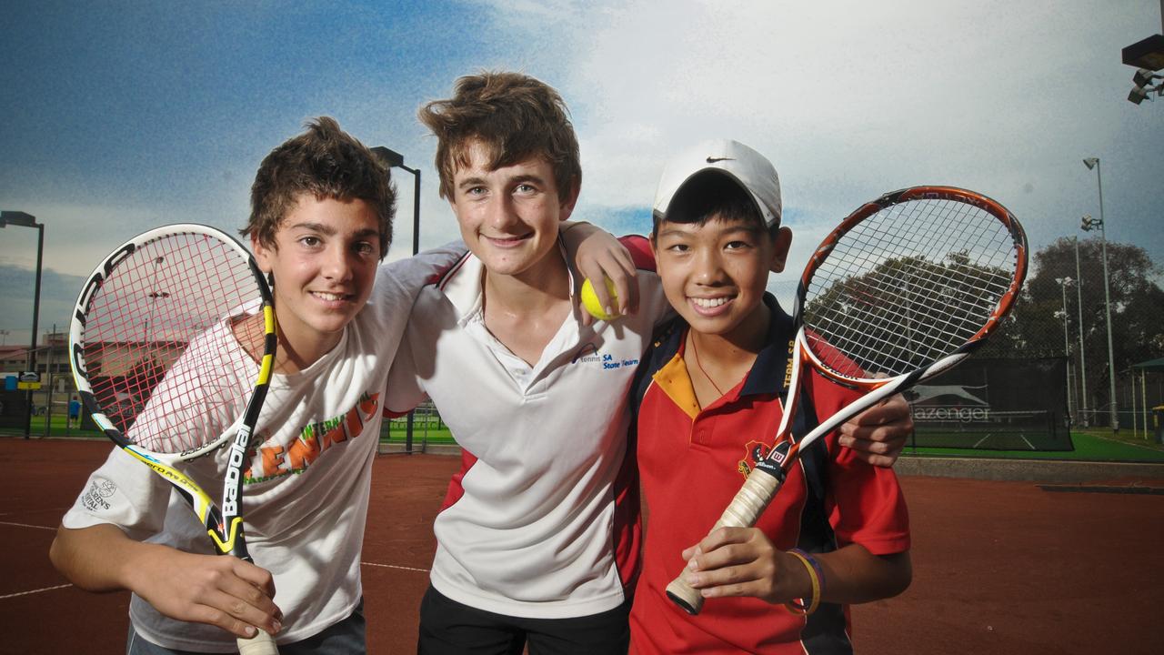 Adelaide tennis aces (L-R) Thanasi Kokkinakis, Brad Mousley and Li Tu.