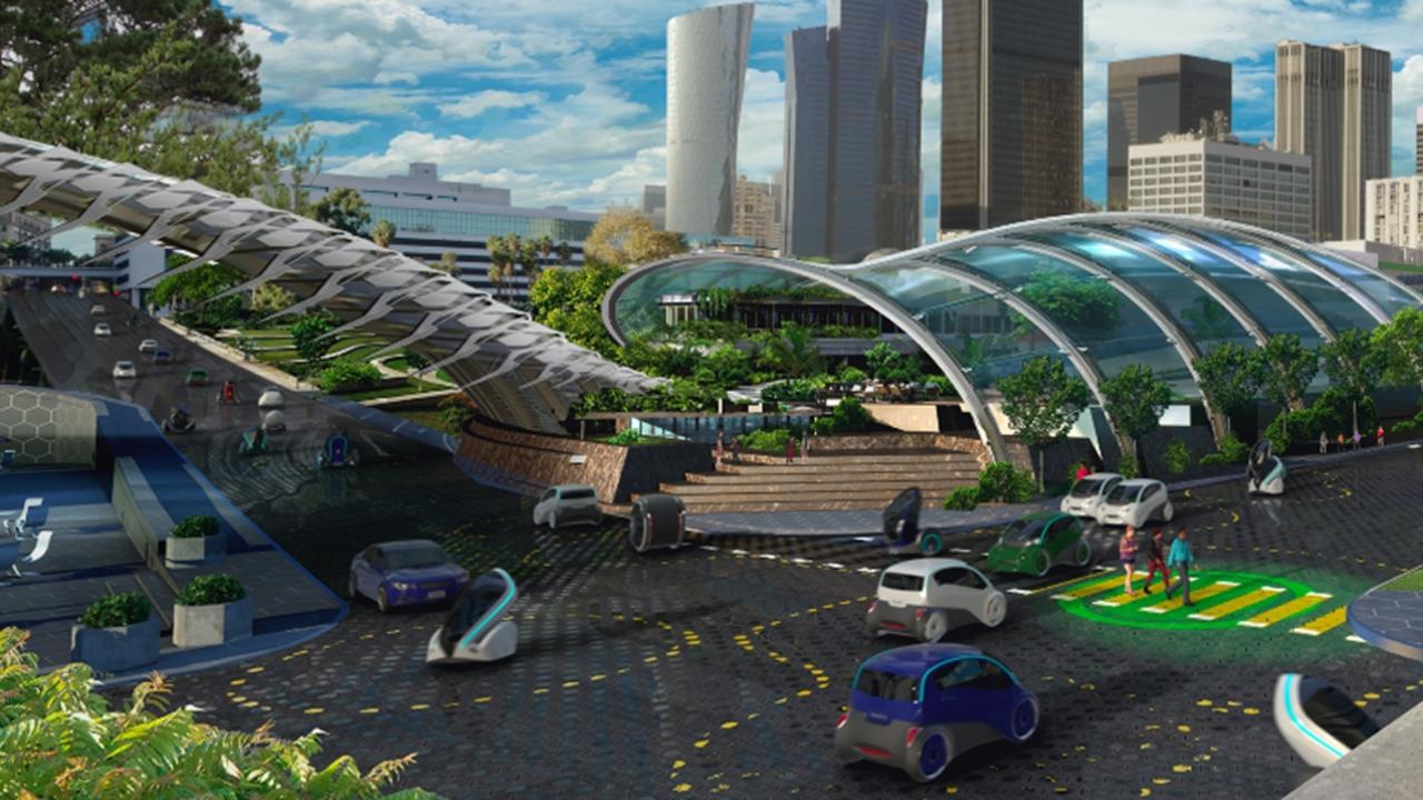 An artist’s impression of how roads could look in the future. Picture: Ford