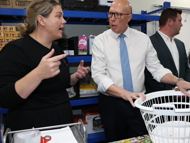 Opposition Leader Peter Dutton campaigned in the key marginal seat of Dunkley on Wednesday. Picture: Adam Head / NewsWire