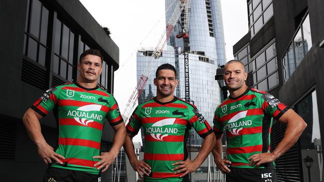 South Sydney players James Roberts, Cody Walker and Braidon Burns will play in Dubbo next season. Picture: Brett Costello