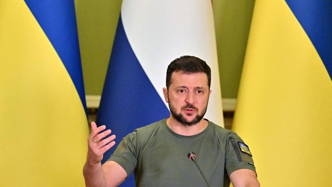 Volodymyr Zelensky says all territories must be liberated first and only then can negotiations begin. Picture: AFP