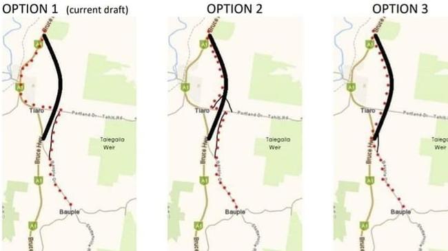 Bauple resident and businessman Marc Bromet says the third option for the Tiaro Bypass in this flyer would cost about $70m less and improve access to the Bruce Highway for the region’s residents.