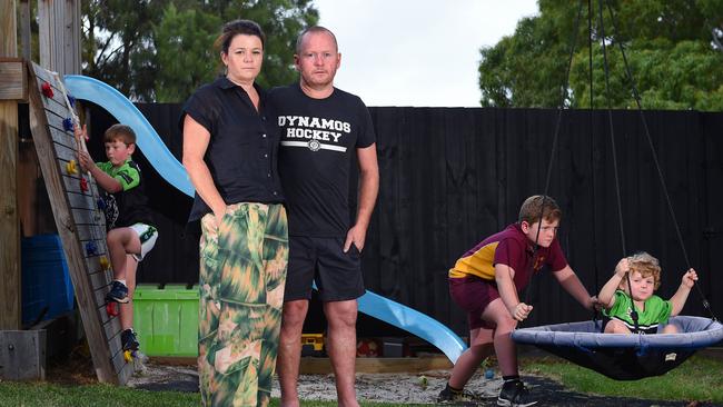 Bronwyn and Leigh Davies with Fletcher, 8, Henry, 10, and Lewie, 6. Picture: Josie Hayden