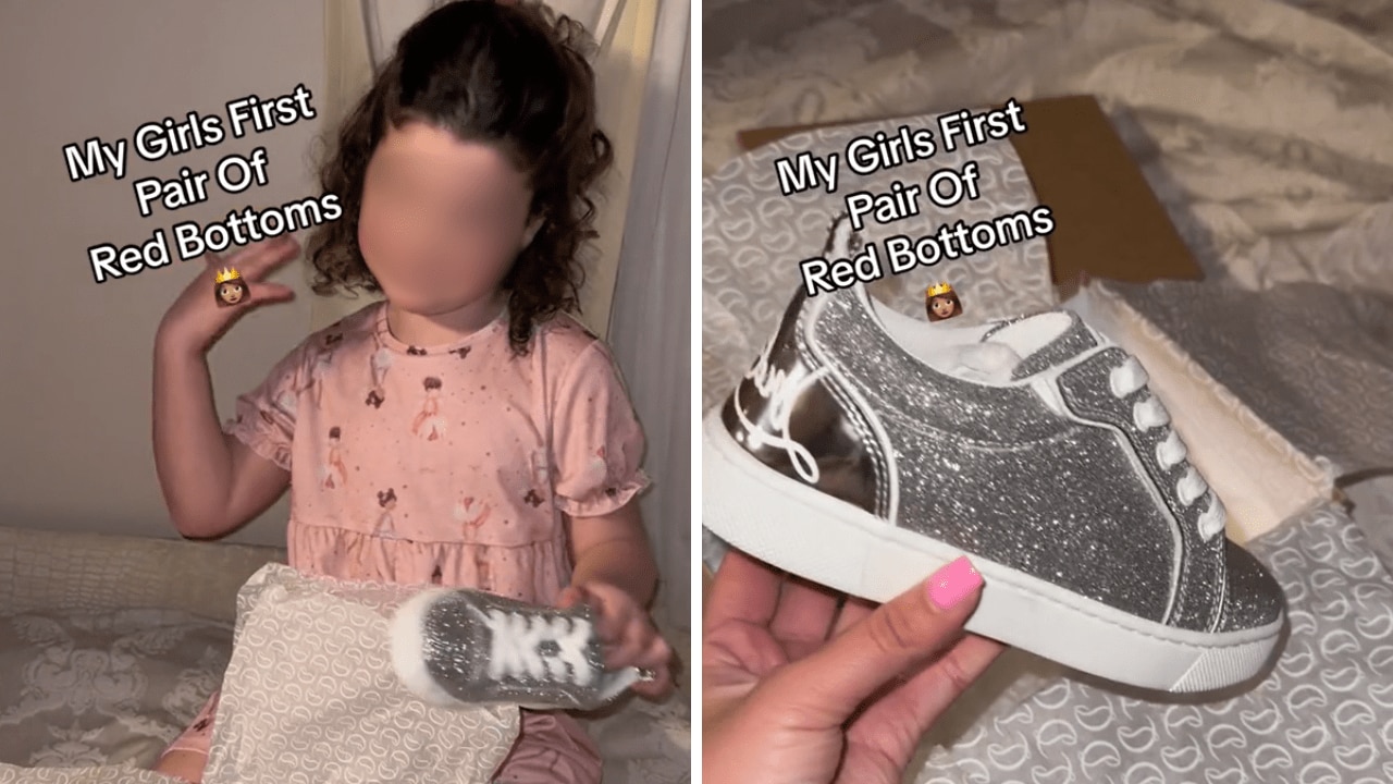 Girl red bottom shoes sales