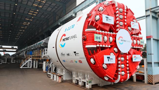 A tunnel boring machine on its way to Melbourne to be used in the Metro Tunnel. Picture: Rail Projects Victoria