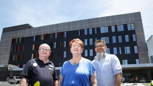 Blacktown Hospital clinical services building with volunteers.