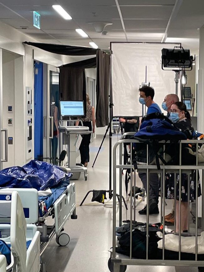 An ICU room us used as a studio for a freelance film crew. Picture: Craig Jurisevic