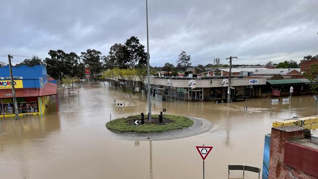 Seymour's town centre is under water Picture Olivia Condous.