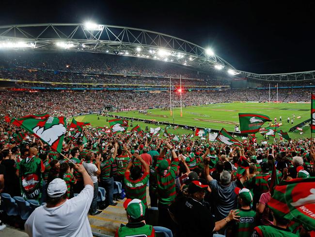 Rabbitohs supporters at last year’s NRL Grand Final at ANZ Stadium.