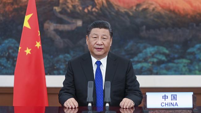 Chinese President Xi Jinping delivers a speech via video link at the opening of the 73rd World Health Assembly. Picture: Xinhua via AP