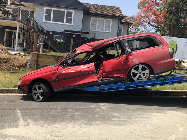 The car was towed from the scene. Picture: Madeline Crittenden