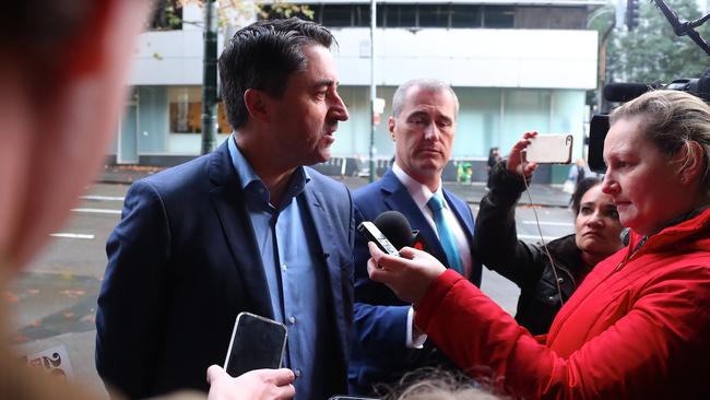 ABC news director Gaven Morris speaks to members of the media outside the organisation’s headquarters following federal police raids in June. Picture: AAP