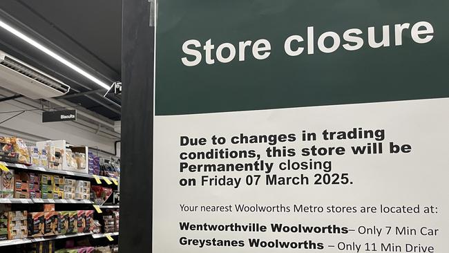 Pendle Hill Woolworths will shut permanently on March 7.