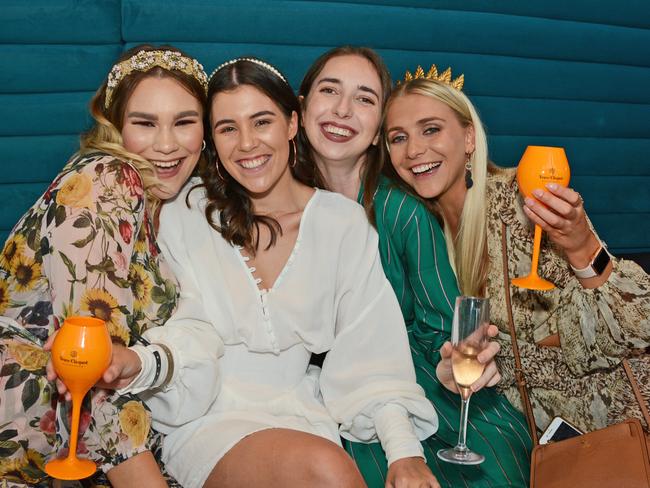 Christie Perrin, Georgia Solway, Charlie Churchill and Kylie Jervis at Melbourne Cup celebrations at Nineteen at The Star Gold Coast. Picture: Regina King.