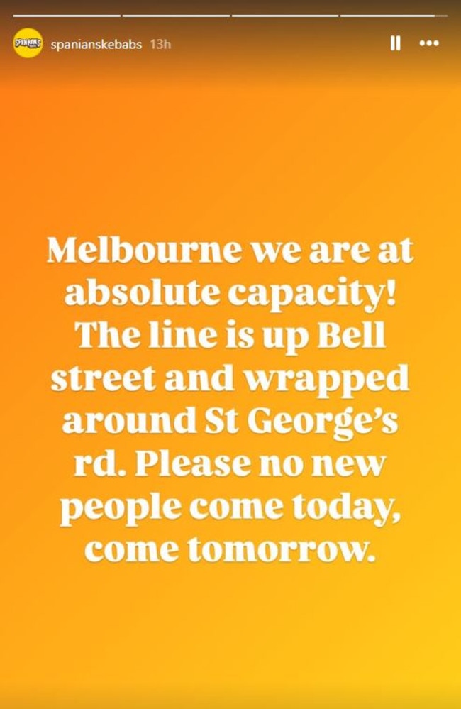 The announcement asking people not to come. Picture: Instagram