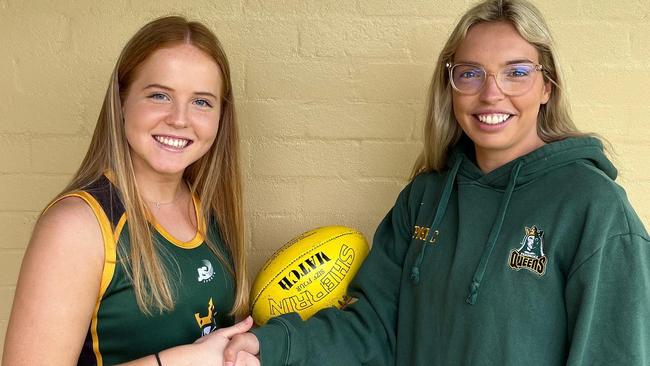 Chloe Colgrave (left) has signed with Pembroke Old Scholars after dominating for Old Ignatians last season. Picture: Pembroke Old Scholars