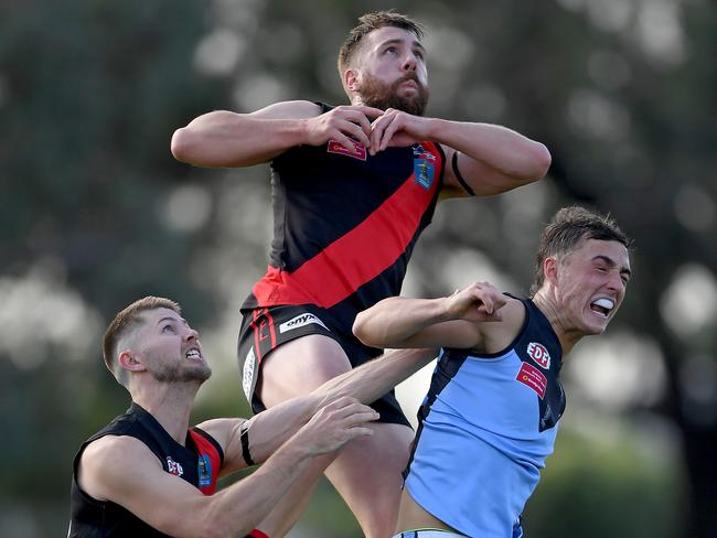 Pascoe ValeÃs Jacob Polizzi during the EDFL footy match between Pascoe Vale and Aberfeldie in Pascoe Vale, Saturday, April 17, 2021. Picture: Andy Brownbill