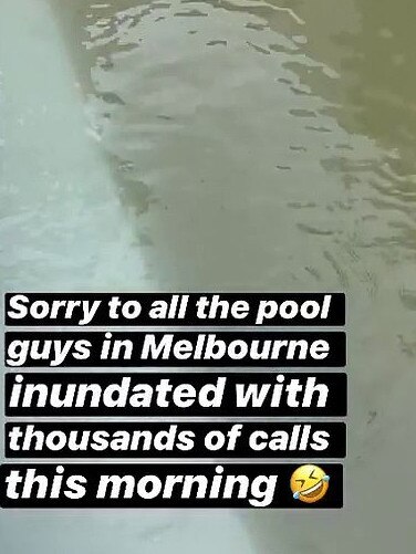 Bec Judd shares an image of her dirty pool after a dust storm hit Melbourne. Source: Instagram