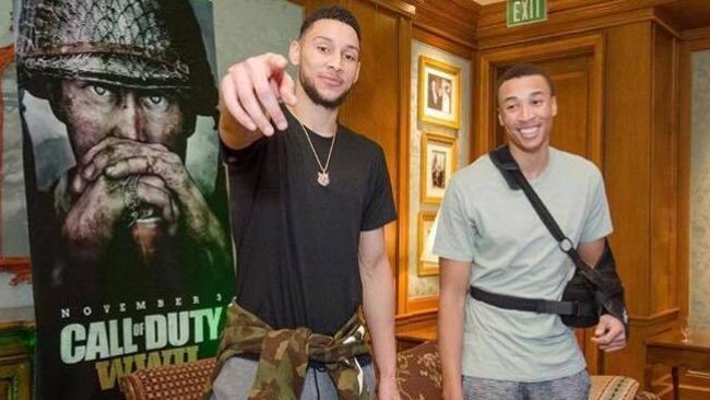 Ben Simmons and Dante Exum after playing the new Call of Duty: WWII together.