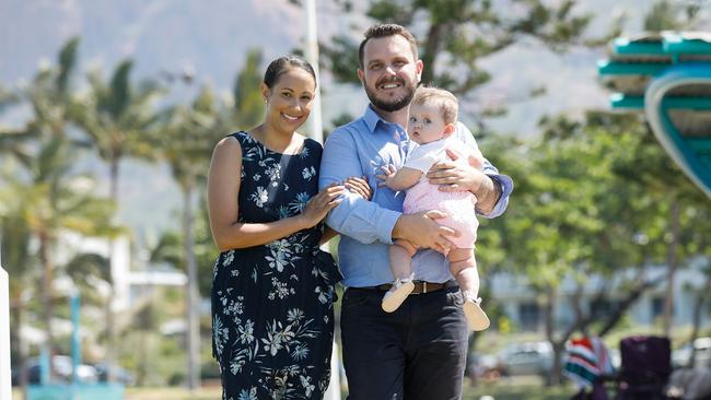 LNP candidate for Herbert Phillip Thompson with wife Jenna and daughter Astin, 7 months. Picture: Cameron Laird