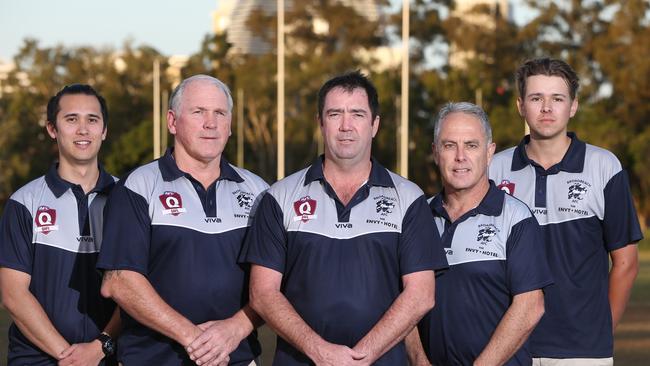 Broadbeach QAFL powerbrokers Nathan Hobley, Dale Perkins, Brett Andrews, Jason Cotter and Matthew Littlechild.. Picture: Glenn Hampson