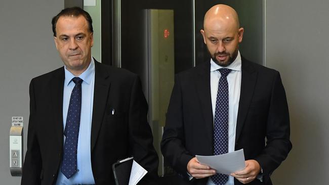 ARLC Chairman Peter V'landys, left, and NRL CEO Todd Greenberg. Picture: AAP