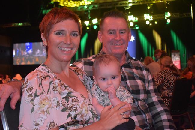 Marie-Claire Lawler and Guy Perrett with little Percy Lawler-Perrett at the 2022 Mackay Australia Day Awards at the MECC on January 25, 2022. Picture: Lillian Watkins