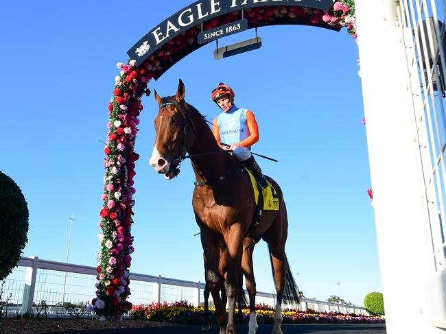 Rob Heathcote-trained Prince Of Boom scores the Group 3 Healy Stakes at Eagle Farm. Picture: Grant Peters, Trackside Photography