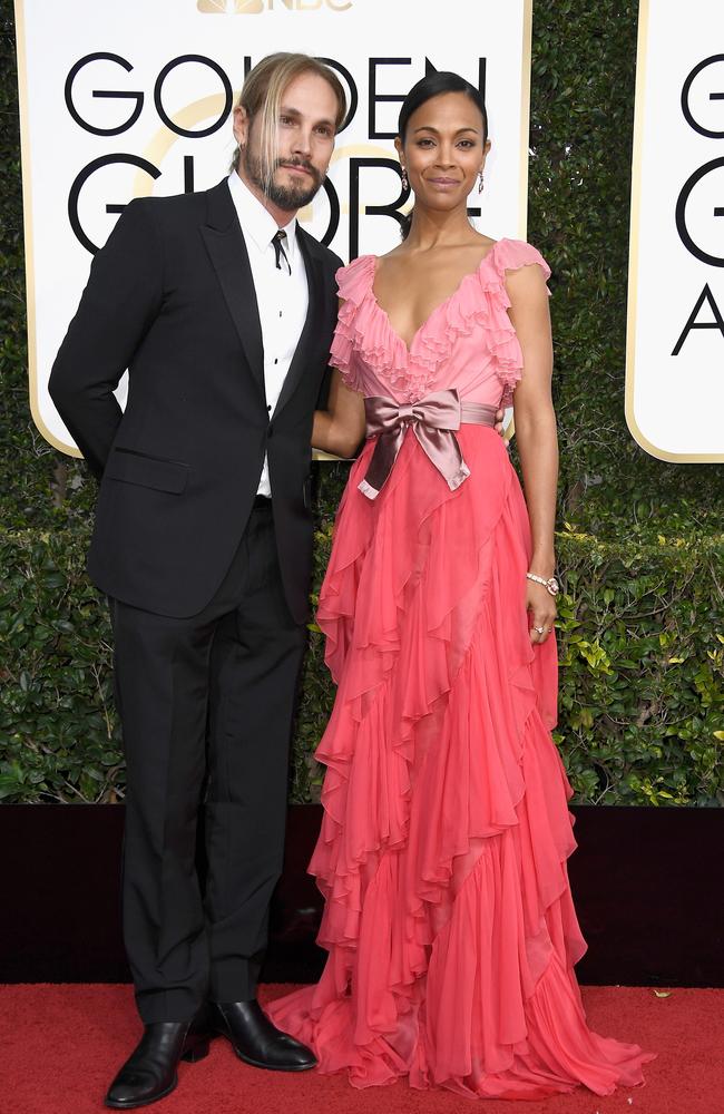 Zoe Saldana and Marco Perego. Picture: Frazer Harrison/Getty Images/AFP