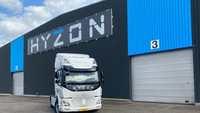 A Hyzon Motors hydrogen truck. Townsville zinc refinery Sun Metals is introducing hydrogen trucks to its operations.